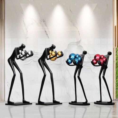 GY Large Floor GRP Sculpture Character Holding Lamp Art Decoration Sales Department Model Room Villa Device Decoration