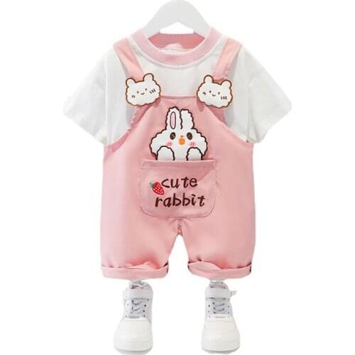 Boy Girl Clothing Sets Infants Newborn Boy Clothes Shorts Sleeve Tops Overalls 2Pcs Outfits Summer Children Cartoon Clothing