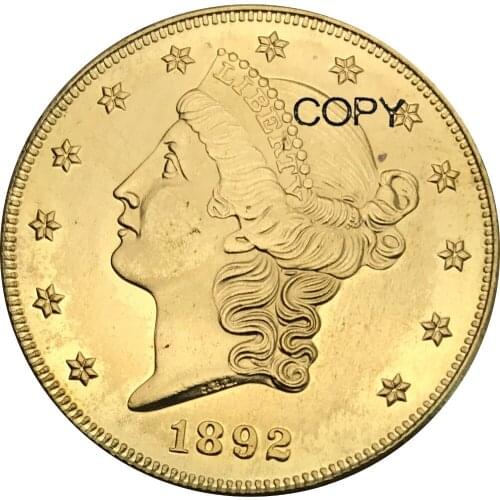 1892 1892 cc 1892 s United Stated 20 Dollars Liberty Head - Double Eagle with motto TWENTY DOLLARS Brass Metal Copy Coins
