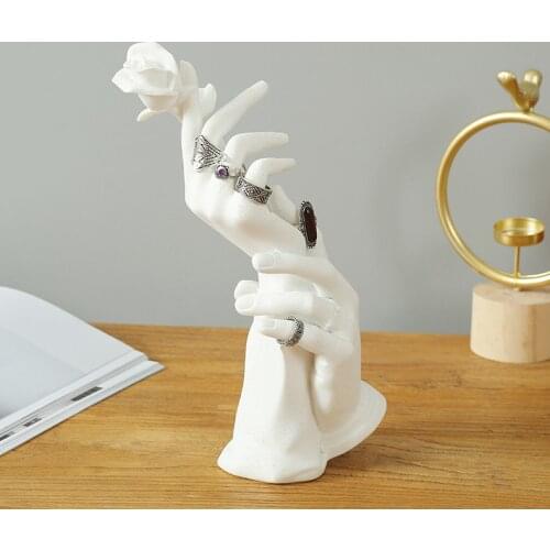 Creative Rose Hand Model Household Ornament Ring Shelf Storage Jewelry Display Simple Necklace Jewelry