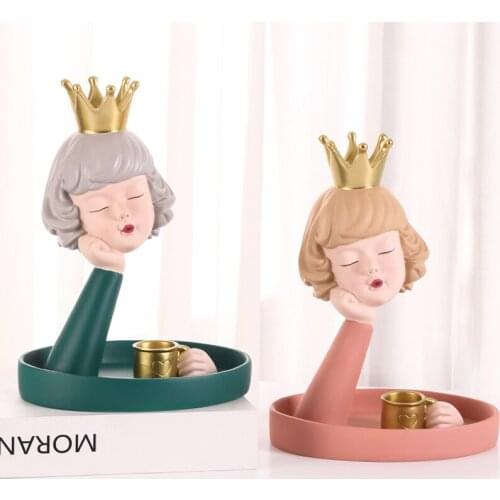 Creative Resin One-handed Face Girl Storage Tray Sculpture Ornaments Receives Fruit Plate Crafts Home Decoration Accessories