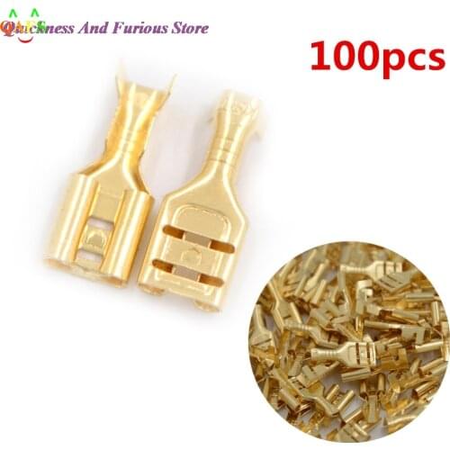 100pcs Brass Crimp Terminal 4.8mm Female Spade Quick Crimp Terminal Connectors Wholesale