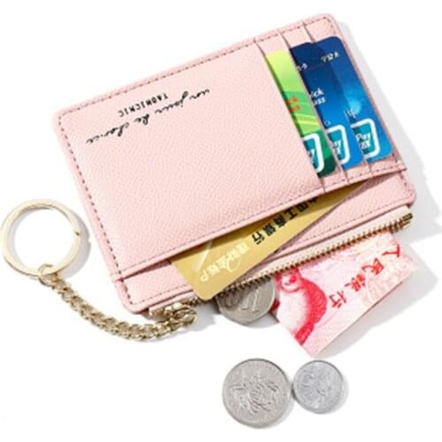 Hot Brand Soft Leather Mini Women Card Holder Cute Credit ID Card Holders Zipper Slim Wallet Case Change Coin Purse Keychain