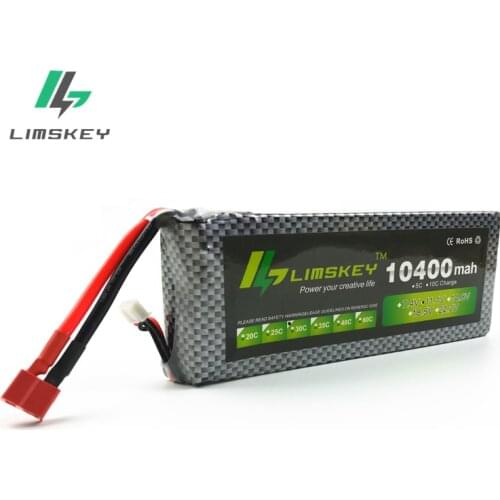 Limskey Drone Battery 11.1V 10400mAh 3S Lipo battery 30C Batteries for RC Helicopter Quadcopter RC Boat Drone Part