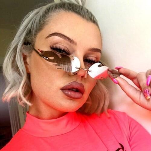 Fashion Uv 400 Eyewear Hot Sale Rimless Wave Sunglasses Fire Flame Sunglasses Streetwear Car Driving Glasses Trending