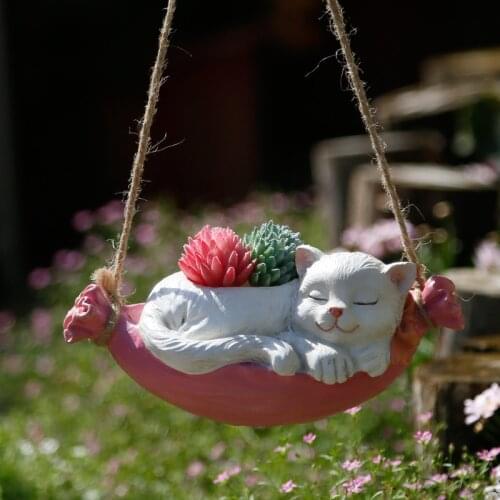 Outdoor Simulation Animal Cute Swinging Cat Frog Vase Resin Accessories Art Courtyard Garden Balcony Figurines Crafts Decoration