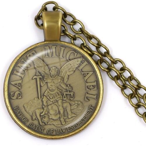 New Men Necklace Archangel St.Michael Protect Me Saint Shield Protection Charm Russian Orhodox Pendant Jewelry For Holy Gift