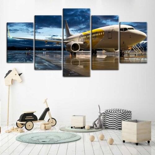 Poster Modular Modern Large Airliner Photo Canvas Painting 5 Panel Wall Art Living Room Home Decoration