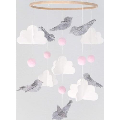 Crib Mobile - Airplanes & Cloud Nursery Decoration | Grey and White, Navy Blue, Tan | Baby Crib Mobile for Boys