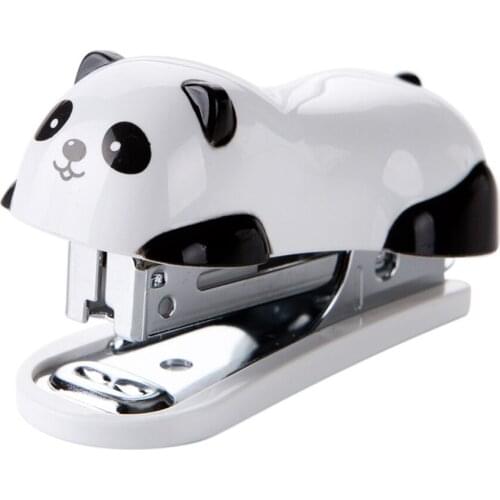 Portable Mini Cute Panda Desktop Stapler Set with 1000PCS No.10 Staples Manual Stapler for Office School Home or Travel Use
