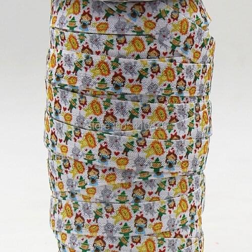 Q&N ribbon wholesale/OEM 5/8inch 150402006 cute printed folded over elastic FOE 50yds/roll free shipping