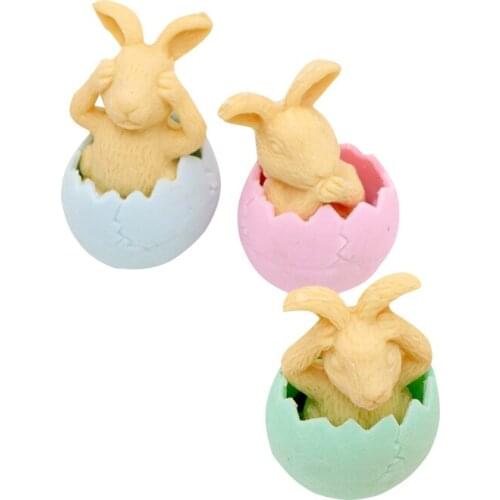 1pc/lot Cute animal egg shell rabbit rubber eraser kawaii school supplies papelaria gift toy for kids penil eraser
