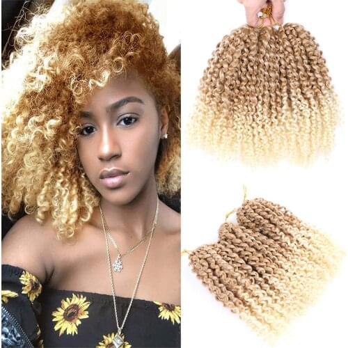 Belle Show Blonde Ombre Braiding Hair 8" Marlybob Jerry Curl Crochet Braids Jamaican Bouncy Hair Afro Kinky Curly Hair 3Pcs/Set