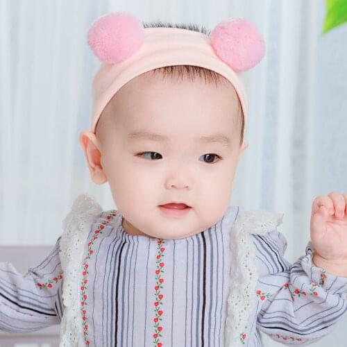 New Double Hairball Kids Headband Newborn Infant Toddler Knot Cartoon Cotton Wide Headwraps Baby Girls Headwear Cute Gifts