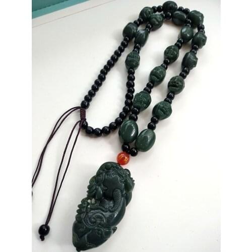 Wonderful Bring wealth Beast Amulet PI Xiu Pendant with 18 arhat Bead Hanging TALISMAN Necklace