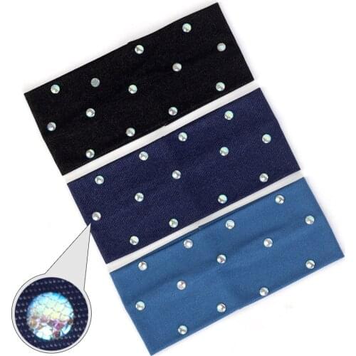 Women Fashion Denim Hairband Laser Fish Scale Headwear Colorful Rhinestones Accessories Handmade Elastic Headband For Female