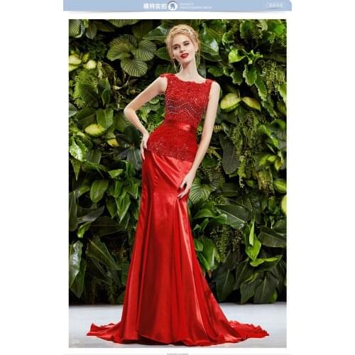 Vestido de renda party prom beading appliques satin sexy free shipping 2018 new style red long Formal gown mother of bride dress