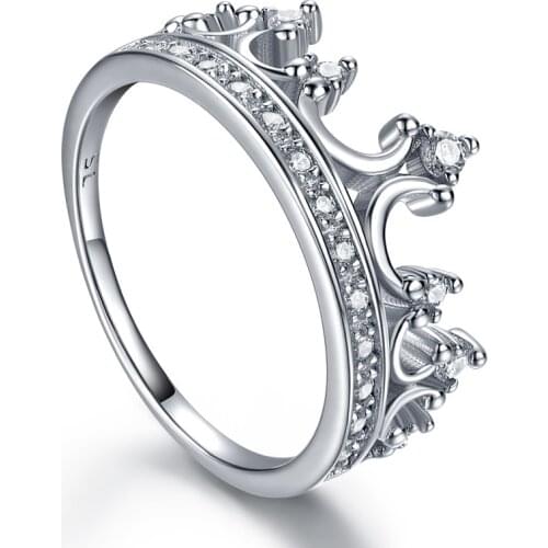 Crown Ring For femals S925 Sterling Silver Diamond Ring For Woman White Ziconia Fine Jewelry Hot Sall