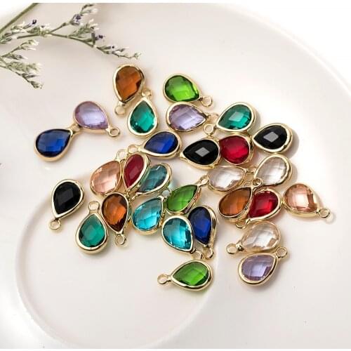 10pcs Teardrop Crystal Glass Charm Pendant Accessories For Earrings Necklace Jewelry Findings Making Handmade DIY Woman Earring