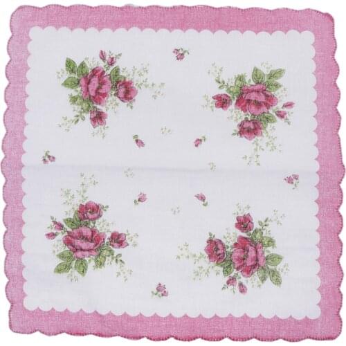 15x Handkerchiefs 100% Cotton Flower Hankies Pocket Hanky Wedding Kerchiefs