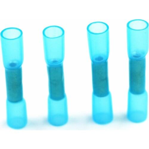 20pcs Blue 16-14 AWG Heat Shrink Butt Wire Cable Crimp Connector Electrical Terminals 1.5-2.5mm2 Quick Connect Connector BHT2