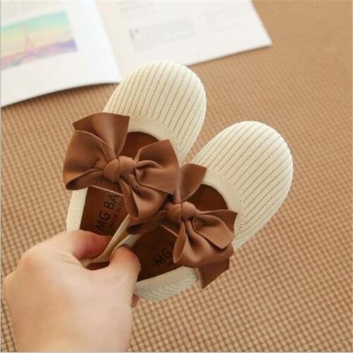 2021 spring Girl Fashion Bow Single shoes Knitted breathable comfortable soft-soled shoes Baby toddler shoes size 21-30