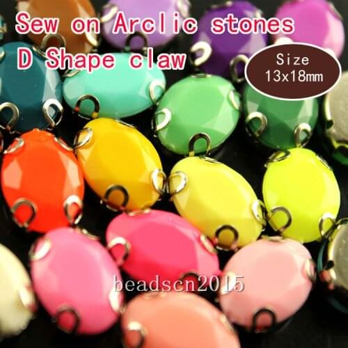 20p 13x18mm oval Candy bright color acrylic sew on crystal rhinestone sewing Stones jewels silver base buckle beads For Clothing