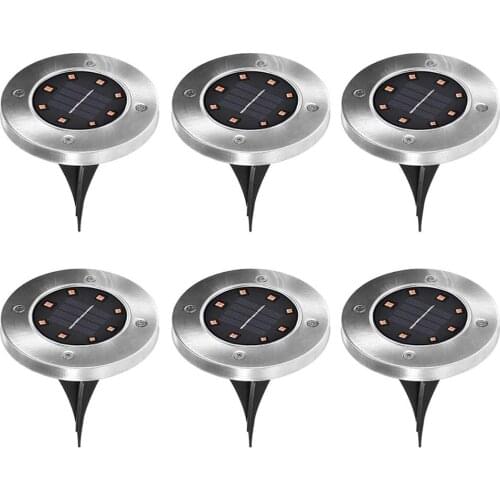 6PCS 8 LED Solar Power Buried Light Under Ground Lamp Outdoor Path Garden Pathway Underground Lamps Decorative Night Light