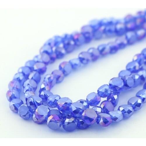 710pcs/lot Crystal Faceted Beads 8mm Crystal Flat Round Charm Beads Royal Blue AB DIY Glass Beads For Jewelry Making