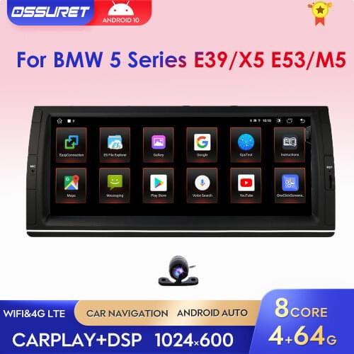 Android10 GPS Car Multimedia Radio Stereo Player for BMW E39 X5 E53 M5 2G/4G RAM 32G/64G ROM BT RDS SWC DSP EQ Carplay WIFI Navi