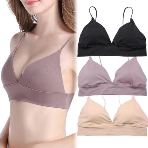 3 Colors Women Deep V Backless Bra Sexy Lingerie Underwear Ladies Fitness Crop Top Bralette Brasier Mujer Wireless Padded Bras