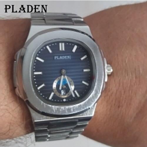 Mens Quartz Watches PLADEN Top Brand Full Stainless steel Sapphire Glass Watches Male Luminous Dropshipping Relógio masculino