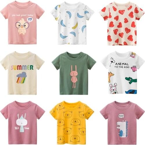 Children Kids Boys Girls T-shirt Clothes Baby Toddler Short Sleeve Cartoon T Shirt Tops Clothing Cotton Baby Girl Summer 2021