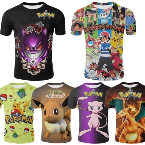 Pokemon Pikachu Kids Summer T Shirt Girls Boys Graphic Tee Cartoon Anime Tops Boutique Children Charizard Clothing Short Sleeve