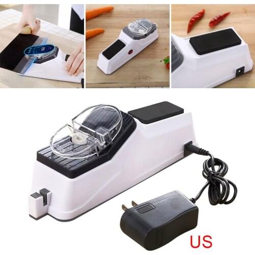 USB Electric Knife Sharpener Adjustable For Kitchen Knives Tool Knife Scissor Sharpening White Medium And Fine Grinding Blade