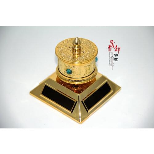 Chinese Religion Sifang Solar Car Turning Wheel Protection Ping An Buddhist Supplies Room Decoration Accessories