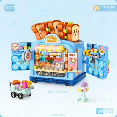 LOZ Mini Blocks City Street view selling trucks fruit/icecream/coffee/pizza/bakery shop learning I-Interactive Toys Brinquedos
