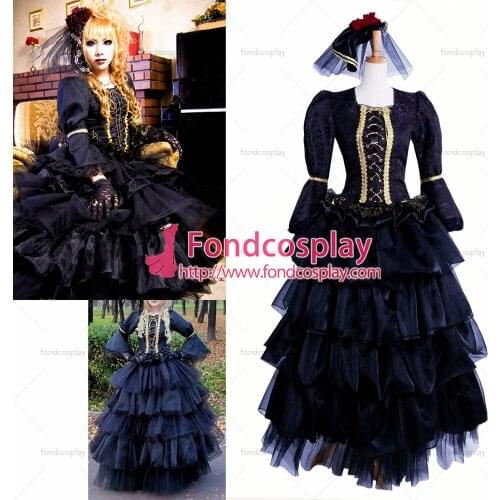 Fondcosplay tripp Fashion Hiphop Versailles Hizaki Visual J Rock Outfit black organza Dress Cosplay Costume Tailor-made[CK985]
