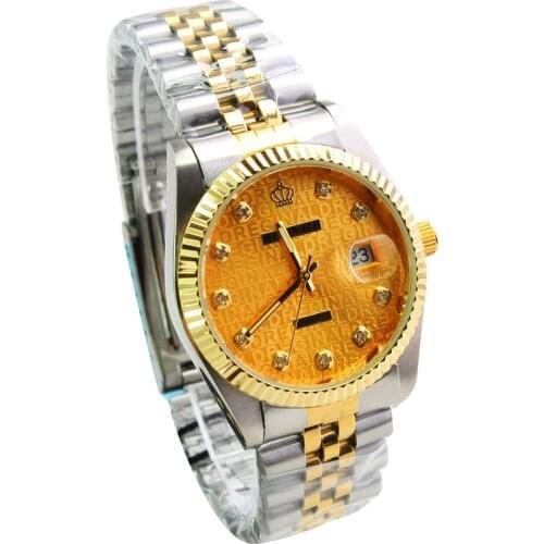 HK Fashion Brand Crown Quartz Woman Man Lovers Luxury Gold Steel watch manufacturers selling Japan Movement calendar Wristwatch