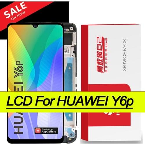 Original 6.3'' Display with Frame for Huawei Y6P LCD Touch Screen Digitizer Screen for Huawei Y6P MED-LX9 MED-LX9N Repair Parts