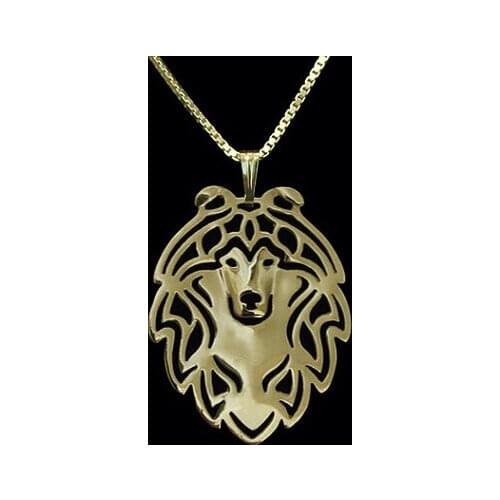 Wholesale cartoon Boho Chic Alloy Shetland Sheepdog necklace dog pendant jewelry golden colors plated 12pcs/lot