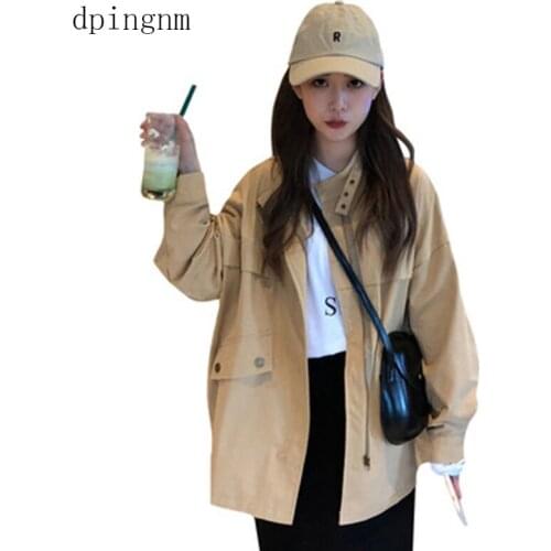 Coat Women Fashion Long Sleeve Preppy Wide Waist Turn Down Collar Crop Jacket Women Harajuku Casual Pocket Jaket