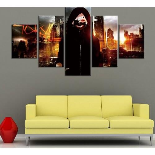Poster Canvas Paintings Modular Room Decor 5 Piece Tokyo Ghoul Picture Wall Art Framed HD Prints Home Decor