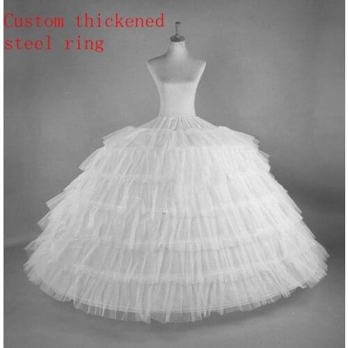 New 6 Hoops Big White Quinceanera Dress Petticoat Super Fluffy Crinoline Slip Underskirt For Wedding Ball Gown In Stock