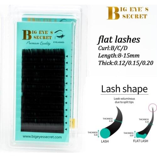 Big eyes secret Matte Flat Eyelash Extensions Individual Mink B C D curl Softer Ellipse Flat Lashes