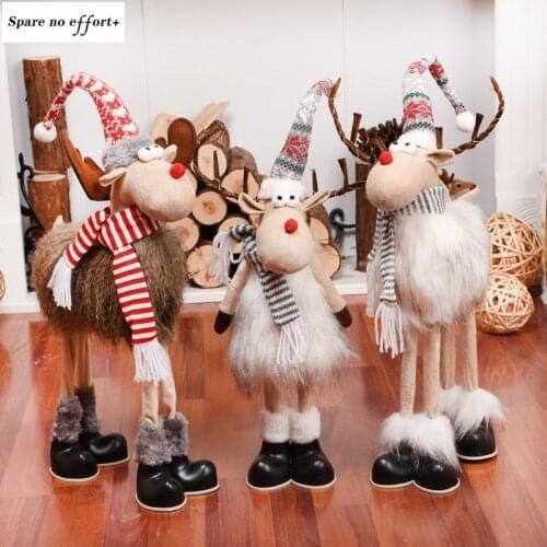 Christmas Eve Decoration Standing Gray and White Christmas Elk Plush Simulation Deer Exquisite Family Christmas Gift Decoration
