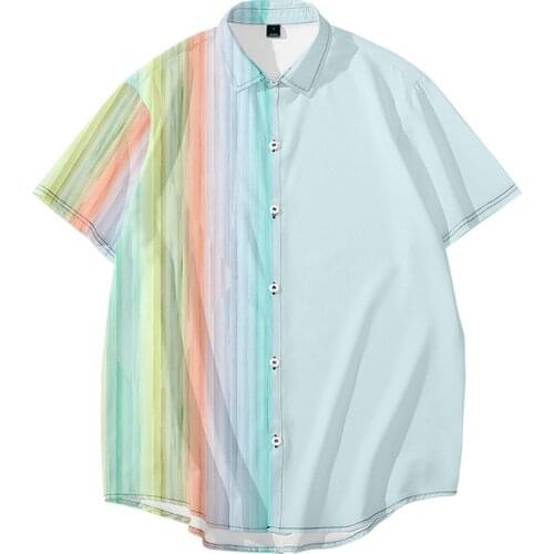 Splicing Series Creative Printing Shirts For Men Short-Sleeved Summer Casual Loose Short-Sleeved Shirt Mens Shirt XXS-6XL