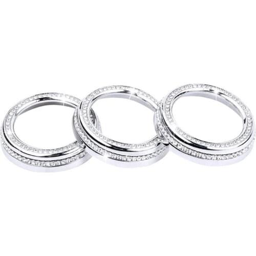 Compatible AC Knobs Caps Bling Covers Trim Decals Stickers Accessories for Passat Tiguan Atlas Arteon Women Men Crystal