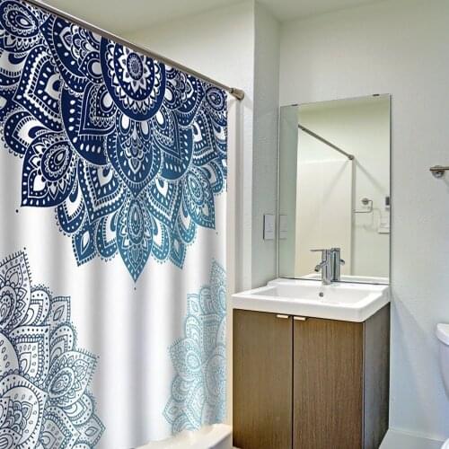 Modern Window Shower Curtain Bathroom Patterns Blue Flower Printing Waterproof Polyester Leaves Curtains For Bathroom Shower