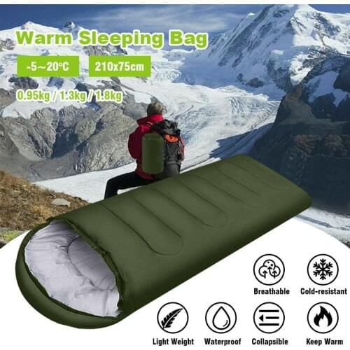 Winter Adult Envelope Sleeping Bag Portable Outdoor Fishing Camping Trip Warm Tent Mattress Natural Hiking Equipment Waterproof